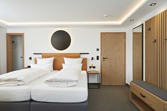Schlafzimmer im Hotelzimmer Höfats