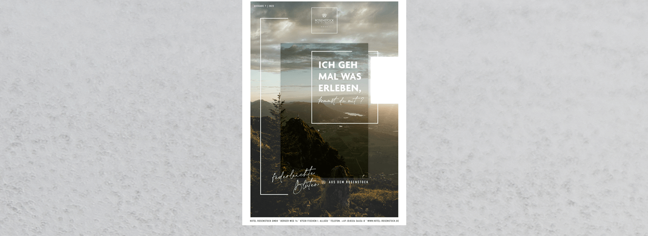 Cover of the in-house brochure and newspaper called Blütenpost against a rough background
